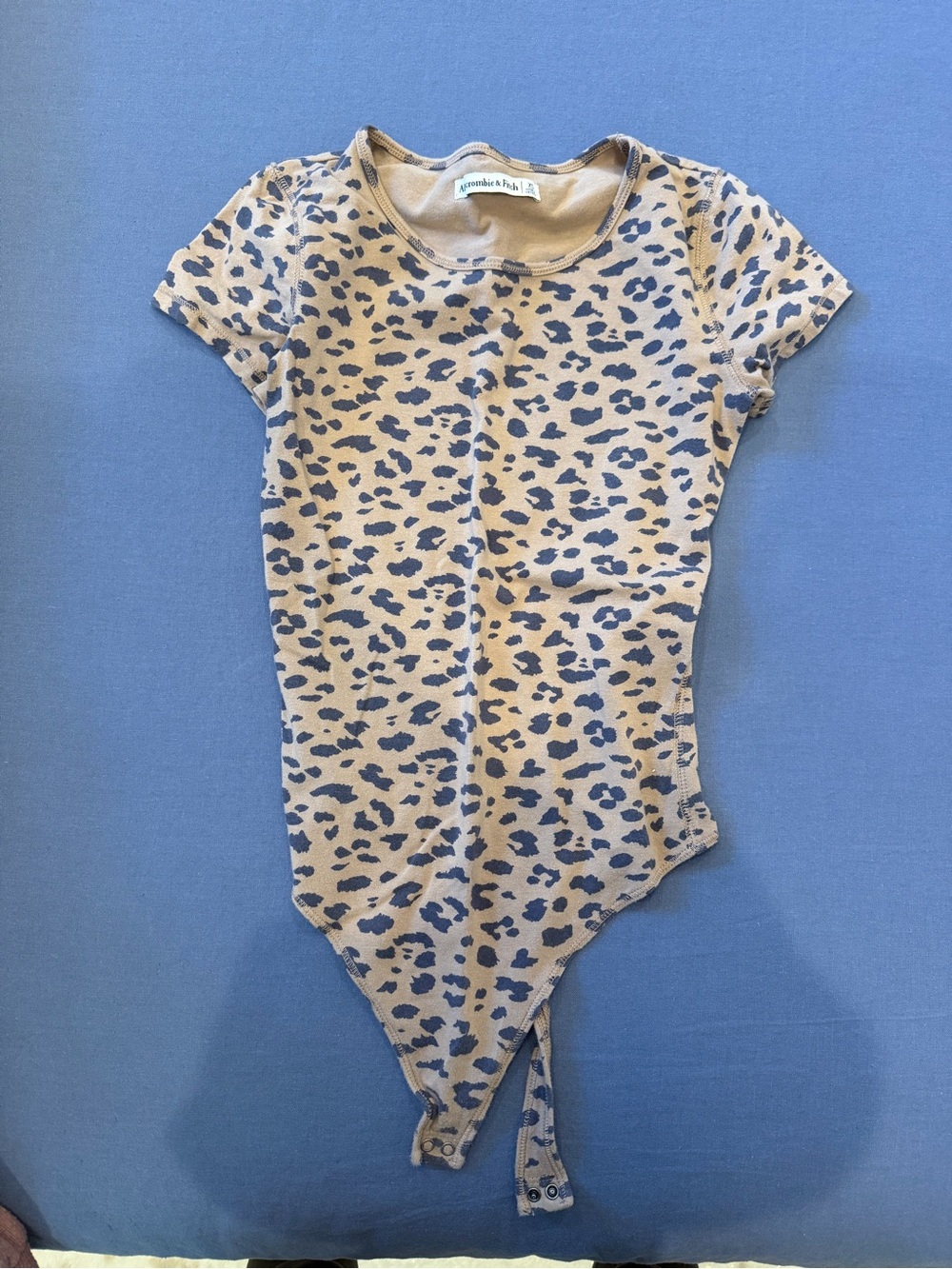Abercrombie & Fitch Short-Sleeve Leopard Print Bodysuit - Tan/Gray